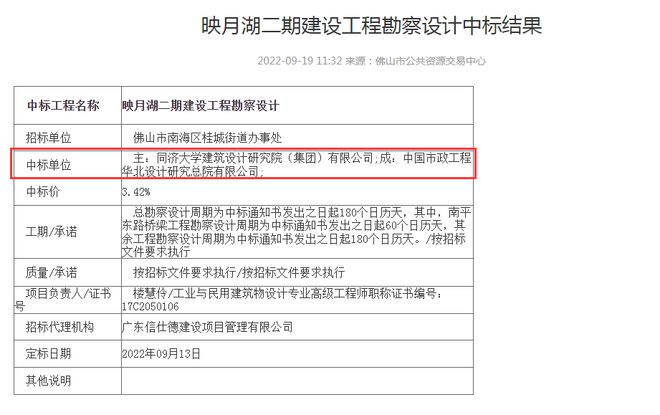 同济大学设计院联合体中标！映月湖二期又有新进展 勘察设计工期1开云体育 开云平台80天(图1)