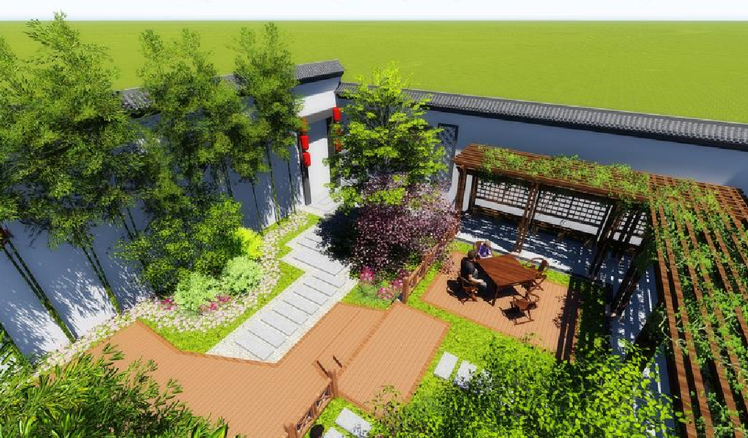 2023农村庭院绿化布置设计(农村Kaiyun 开云体育平房院子庭院造景)(图12)