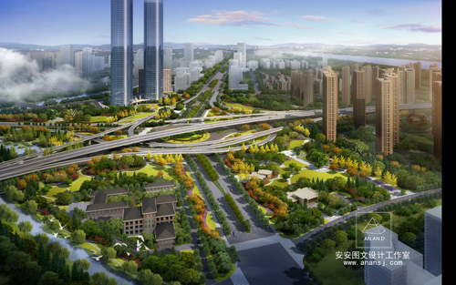开云 开云体育平台高架互通立交及周边景观绿化方案设计｜滨江城市景观设计(图10)